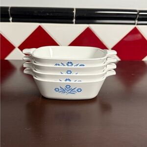 4 Vintage Corningware Blue Cornflower Baking Dish’s 1 3/4 cups each